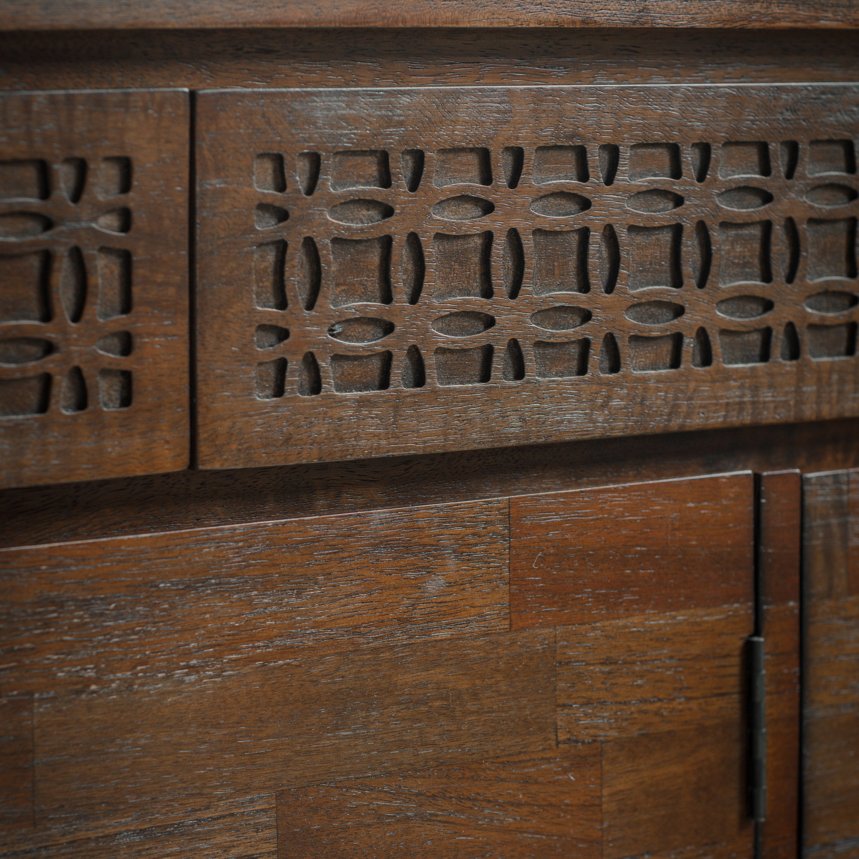 Tuscany Walnut Brown Mixed Wood Ethnic Design Sideboard